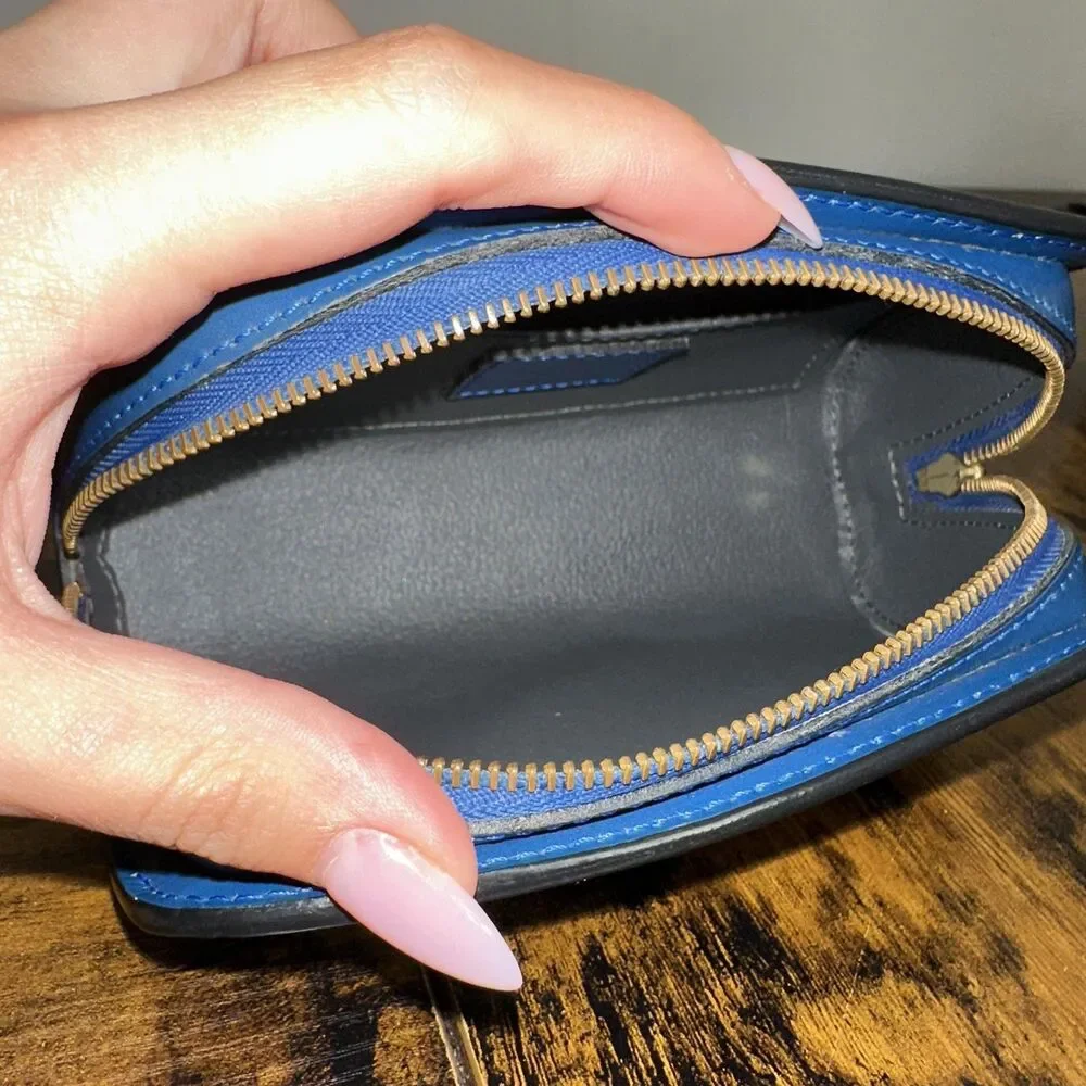 Louis Vuitton Epi Clutch Bag Womens Small Blue Leather France Cosmetic Pouch